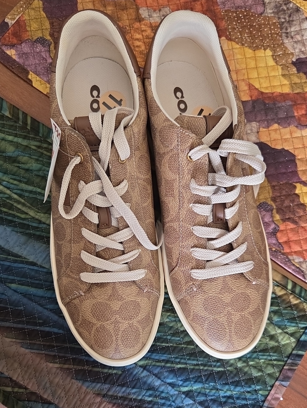 Coach Lowline Low Top Sneaker in Signature Canvas Sneakers in Brown & White